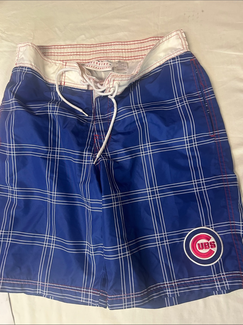 Genuine Merchandise Chicago Cubs Blue Plaid Swim Shorts